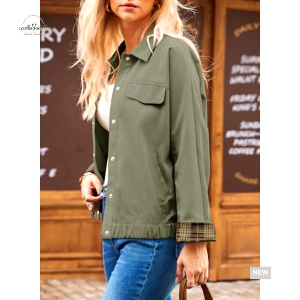 Oversized Snap Button Jacket Lightweight Polyeste… - image 5